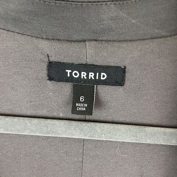 Torrid Jacket Jersey Knit Blazer Women’s 6X Open Front Gray 3/4 Roll-Tab - Picture 5 of 12